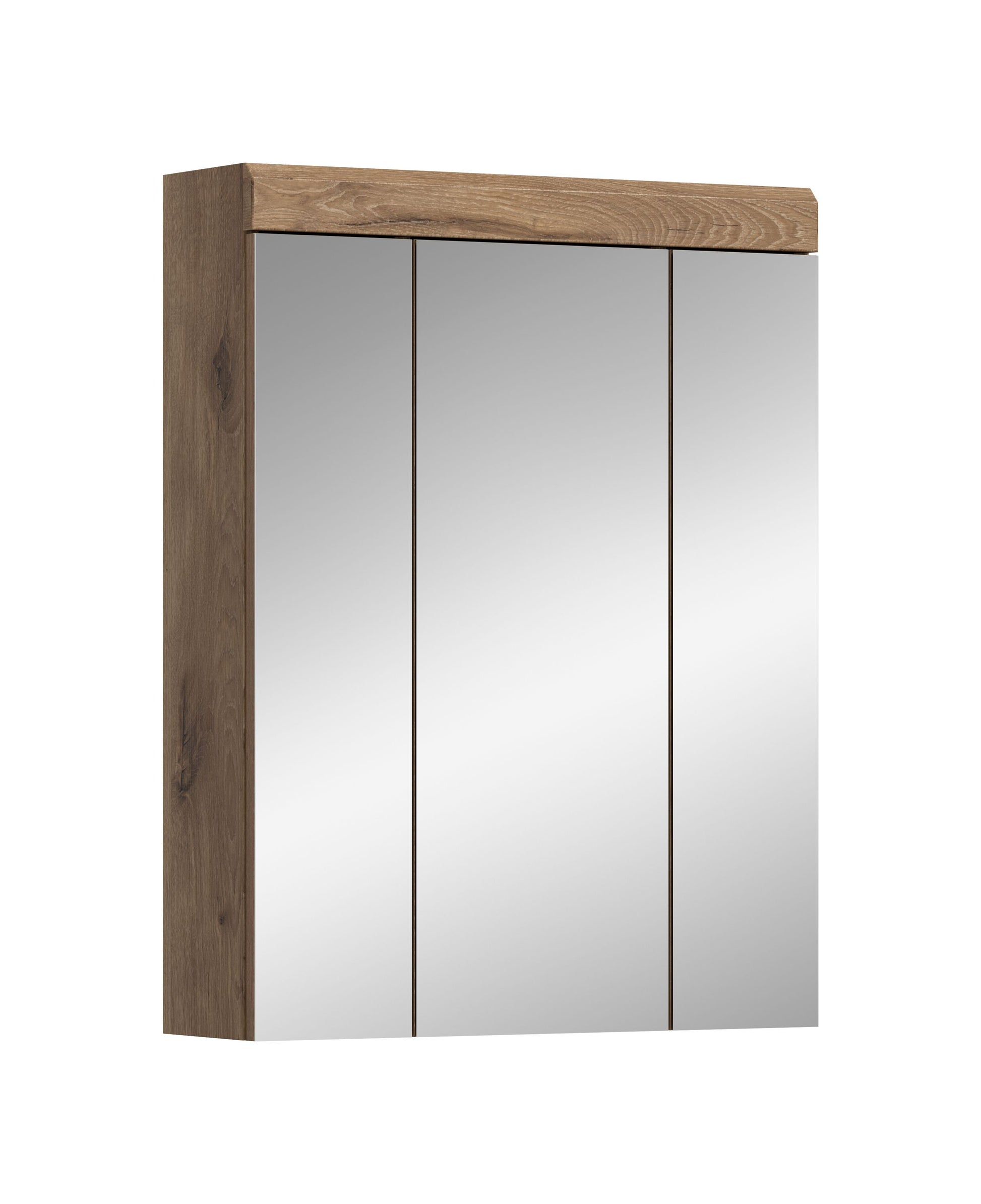 Homes & Jones Badezimmerspiegelschrank mit 3 Spiegeltüren, 60 cm, Holzdekor-Front.