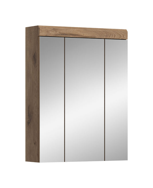 Homes & Jones Badezimmerspiegelschrank mit 3 Spiegeltüren, 60 cm, Holzdekor-Front.