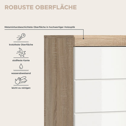 Badezimmer-Hängeschrank mit melaminharzbeschichteter Oberfläche und weißem Hochglanz-Frontteil.