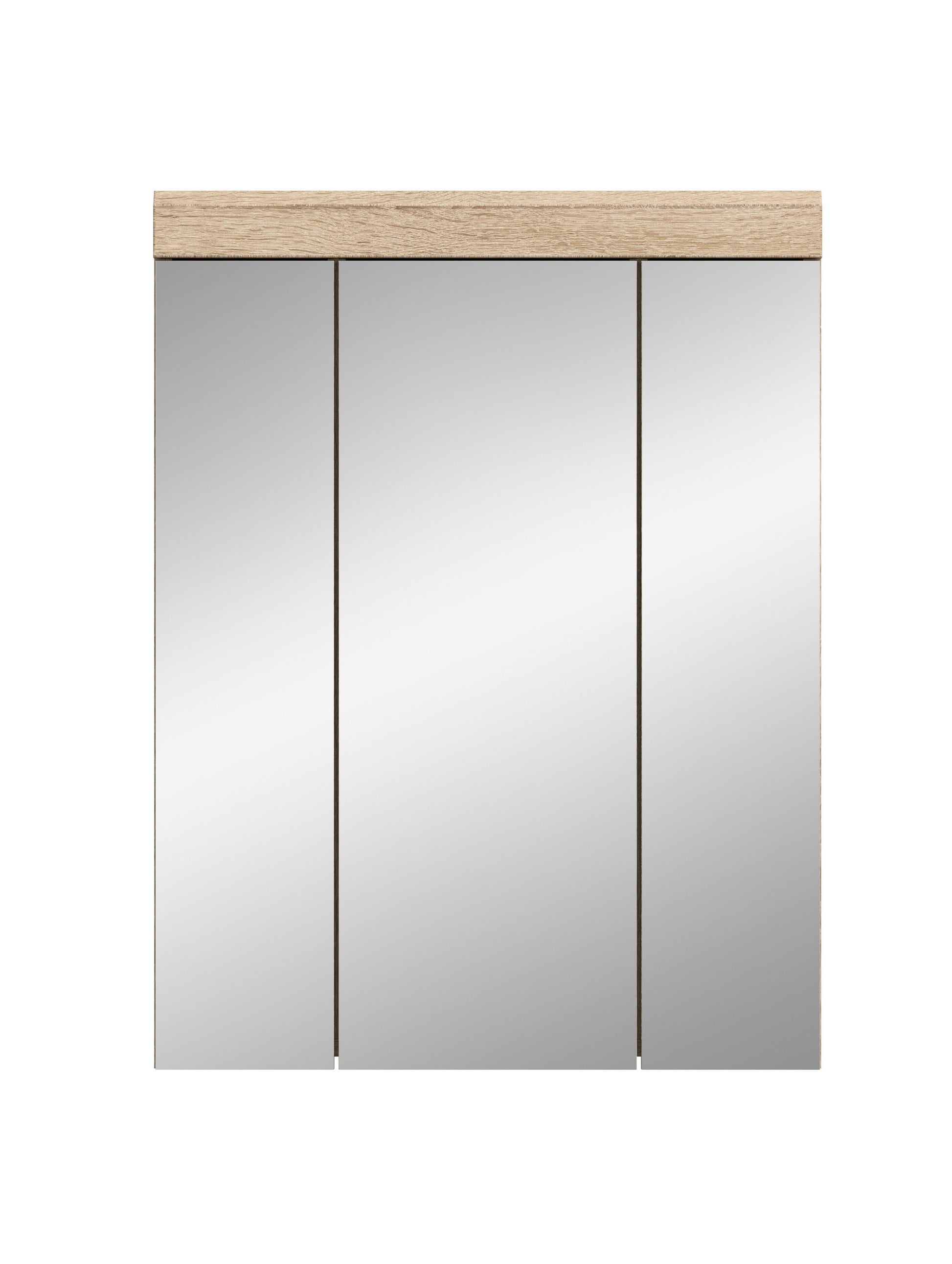 Homes & Jones Badspiegelschrank mit 3 Spiegeltüren, 60 cm breit, Holzoptik-Rahmen