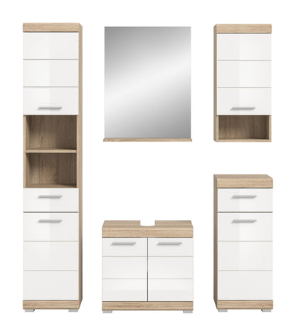 Homes & Jones Badmöbel 4tlg. Set, Badezimmerset mit Hochglanz Fronten