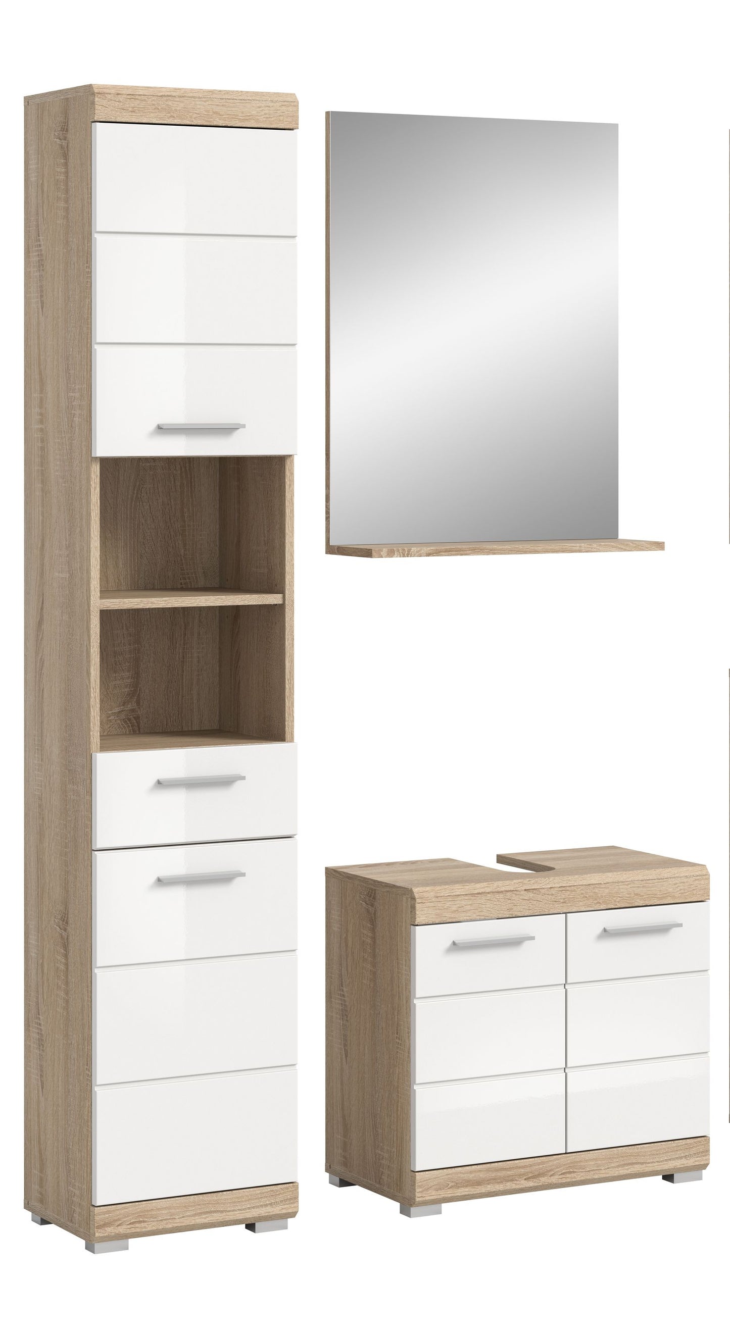 Homes & Jones Badmöbel 3tlg. Set, Badezimmerset mit Hochglanz Fronten