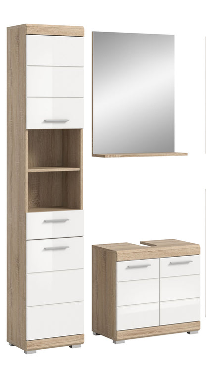 Homes & Jones Badmöbel 3tlg. Set, Badezimmerset mit Hochglanz Fronten