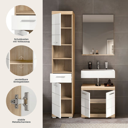 Homes & Jones Badmöbel 3tlg. Set, Badezimmerset mit Hochglanz Fronten