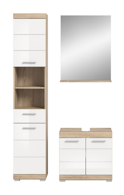 Homes & Jones Badmöbel 3tlg. Set, Badezimmerset mit Hochglanz Fronten