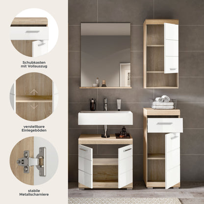 Homes & Jones Badmöbel 4tlg. Set, Badezimmerset mit Hochglanz Fronten
