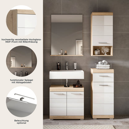 Homes & Jones Badmöbel 4tlg. Set, Badezimmerset mit Hochglanz Fronten
