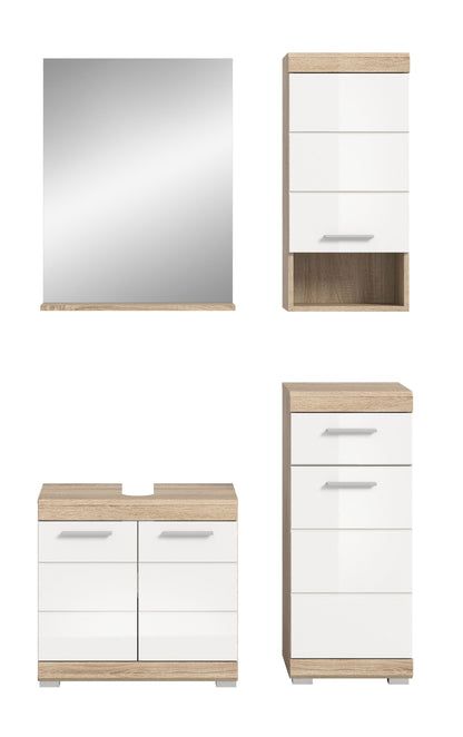 Homes & Jones Badmöbel 4tlg. Set, Badezimmerset mit Hochglanz Fronten