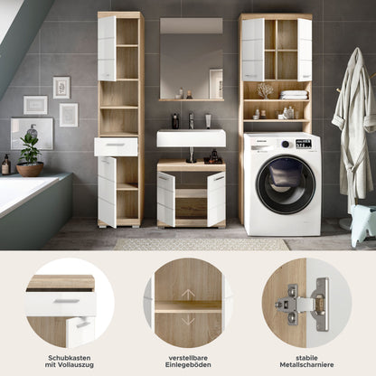 Homes & Jones Badezimmerset 4tlg., Badezimmer Set mit Waschmaschinenschrank