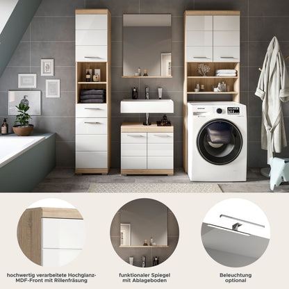 Homes & Jones Badezimmerset 4tlg., Badezimmer Set mit Waschmaschinenschrank