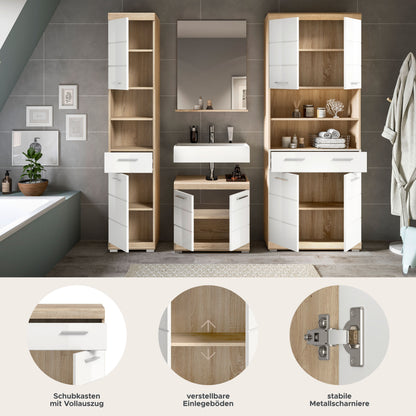 Homes & Jones Badezimmerset 4tlg., Badezimmer Set mit Midi Badezimmerschrank