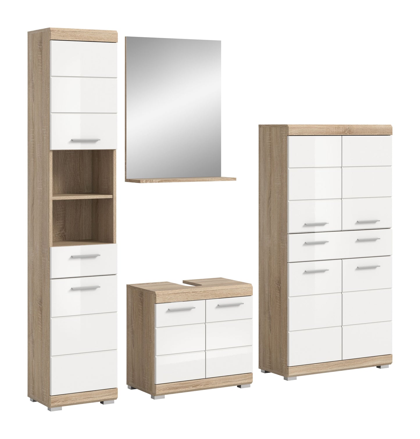 Homes & Jones Badezimmerset 4tlg., Badezimmer Set mit  Schränken und  Spiegel
