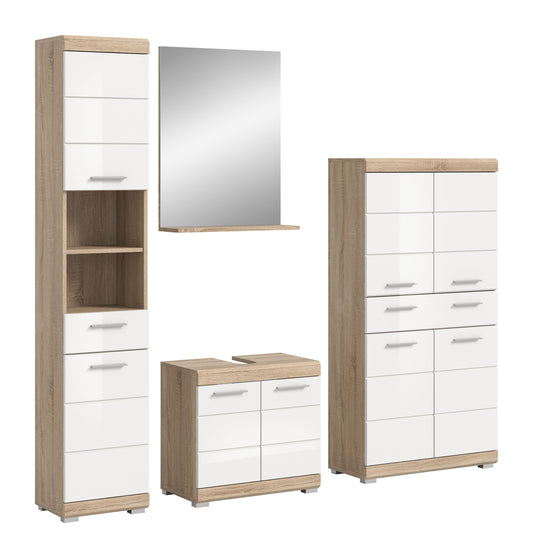 Homes & Jones Badezimmerset 4tlg., Badezimmer Set mit  Schränken und  Spiegel