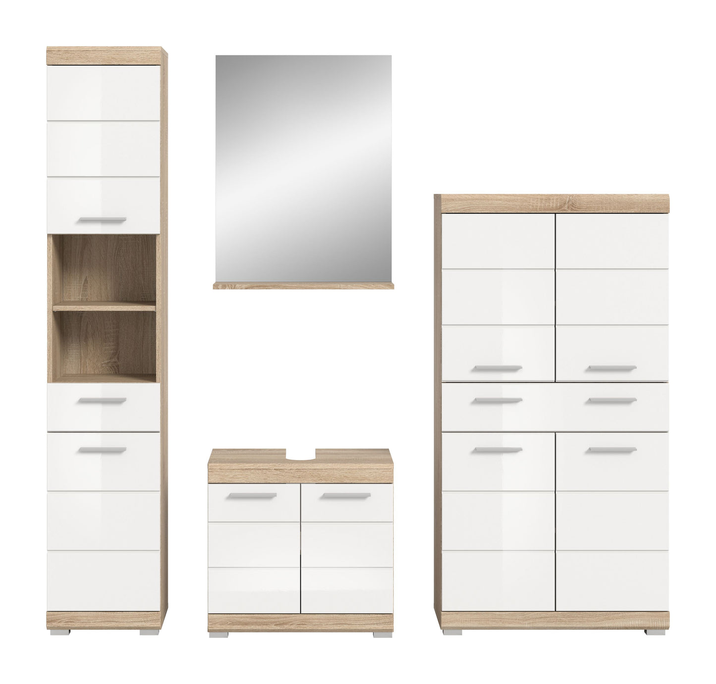 Homes & Jones Badezimmerset 4tlg., Badezimmer Set mit  Schränken und  Spiegel