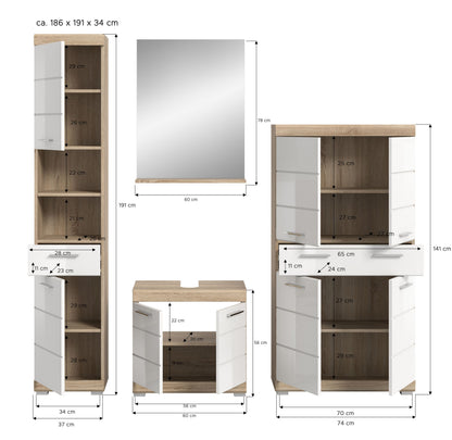 Homes & Jones Badezimmerset 4tlg., Badezimmer Set mit  Schränken und  Spiegel