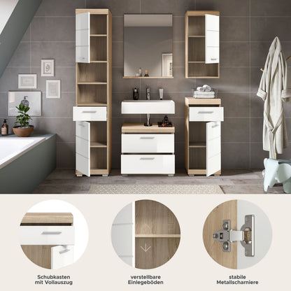 Homes & Jones Badezimmerset 5-tlg., Badezimmer Set mit Badschränken und Spiegel