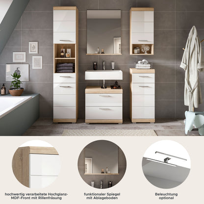 Homes & Jones Badezimmerset 5-tlg., Badezimmer Set mit Badschränken und Spiegel