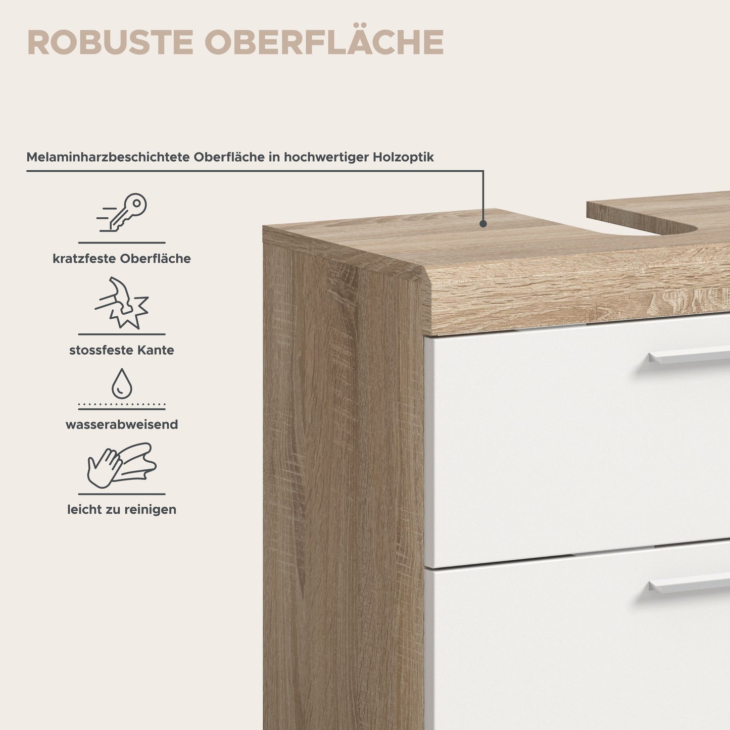 Homes & Jones Badezimmerset 5-tlg., Badezimmer Set mit Badschränken und Spiegel