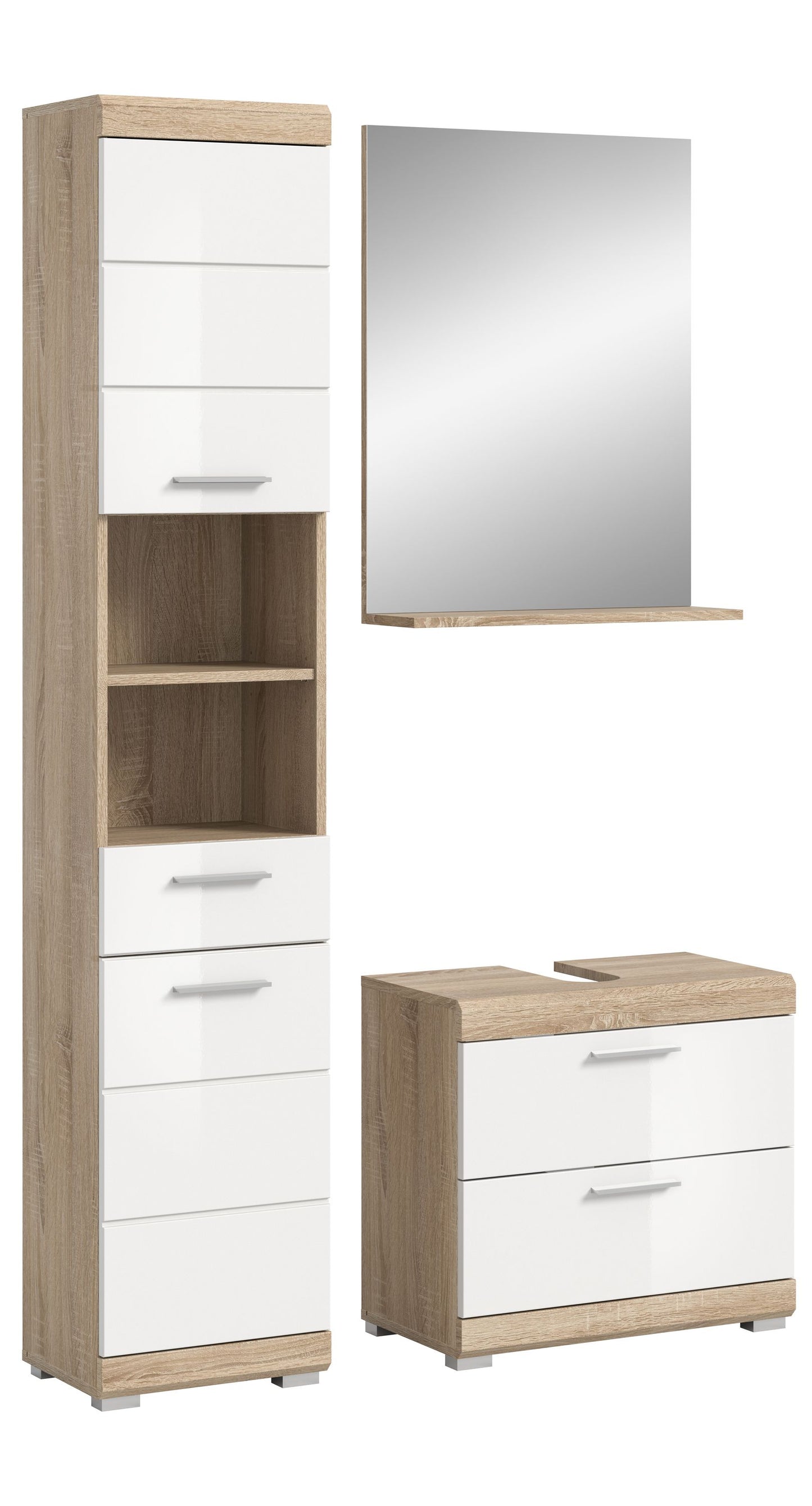 Homes & Jones Badezimmerset 3-tlg., Badezimmer Set mit Badschränken und Spiegel