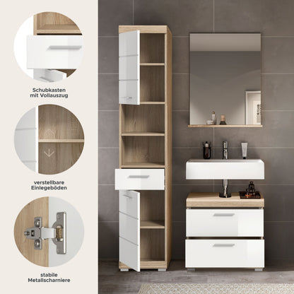 Homes & Jones Badezimmerset 3-tlg., Badezimmer Set mit Badschränken und Spiegel