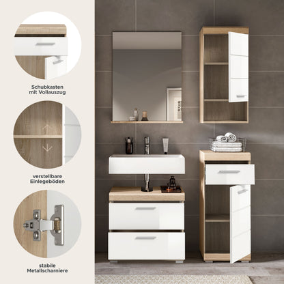Homes & Jones Badezimmerset 4-tlg., Badezimmer Set mit Badschränken und Spiegel