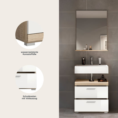 Homes & Jones Badezimmerset 2-tlg., Badezimmer Set mit Badschrank und Spiegel