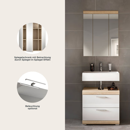 Homes & Jones Badezimmerset: Spiegelschrank und Waschtischunterschrank, eiche hell