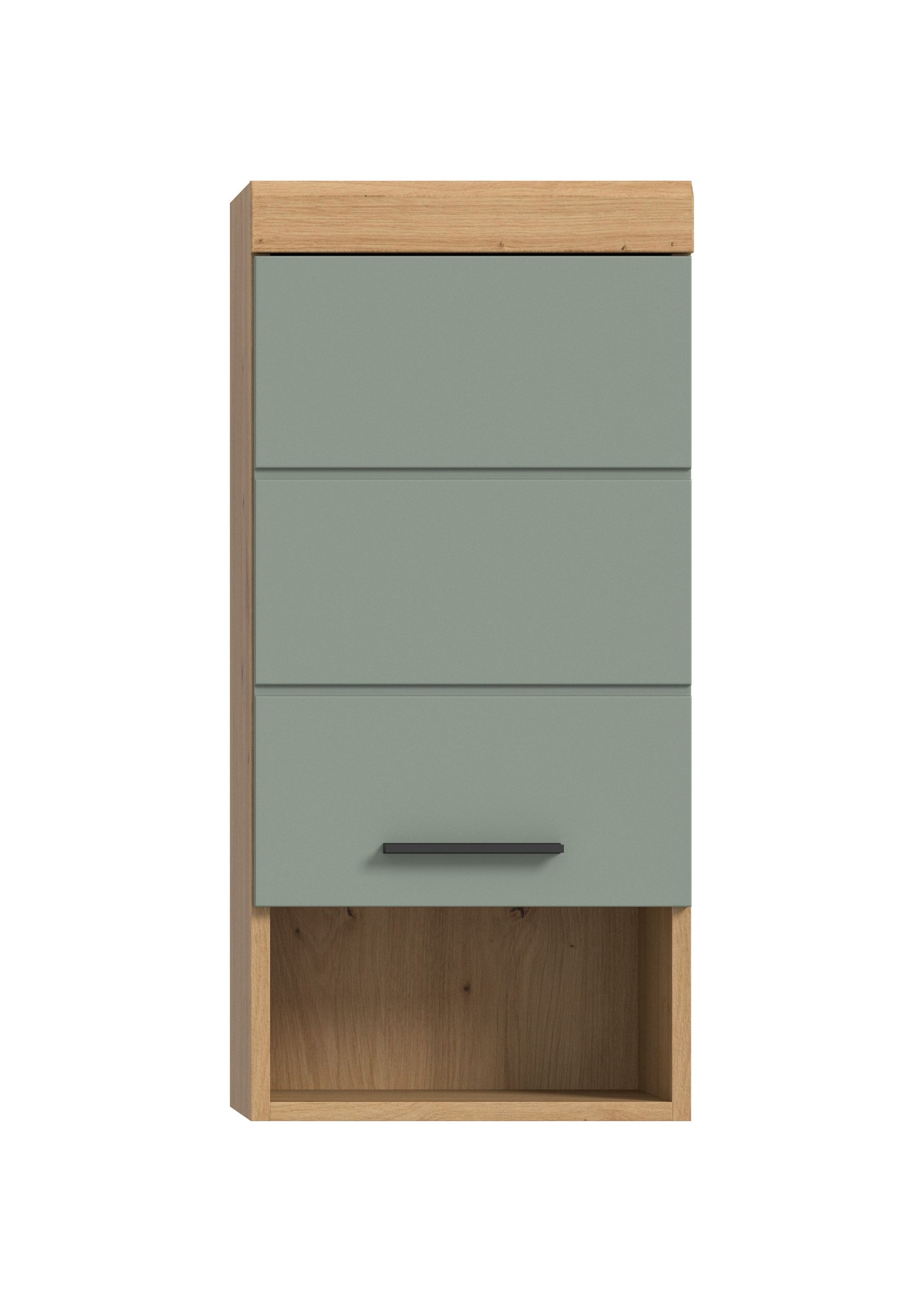 Hängeschrank mit drei Schubfächern, Eiche-Korpus, Front Salbei