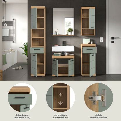 Homes & Jones Badmöbel 4tlg. Set, Badezimmerset mit Hochglanz Fronten