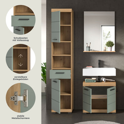 Homes & Jones Badmöbel 3tlg. Set, Badezimmerset mit Hochglanz Fronten
