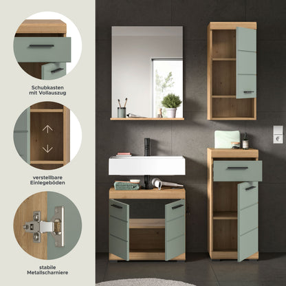 Homes & Jones Badmöbel 4tlg. Set, Badezimmerset mit Hochglanz Fronten