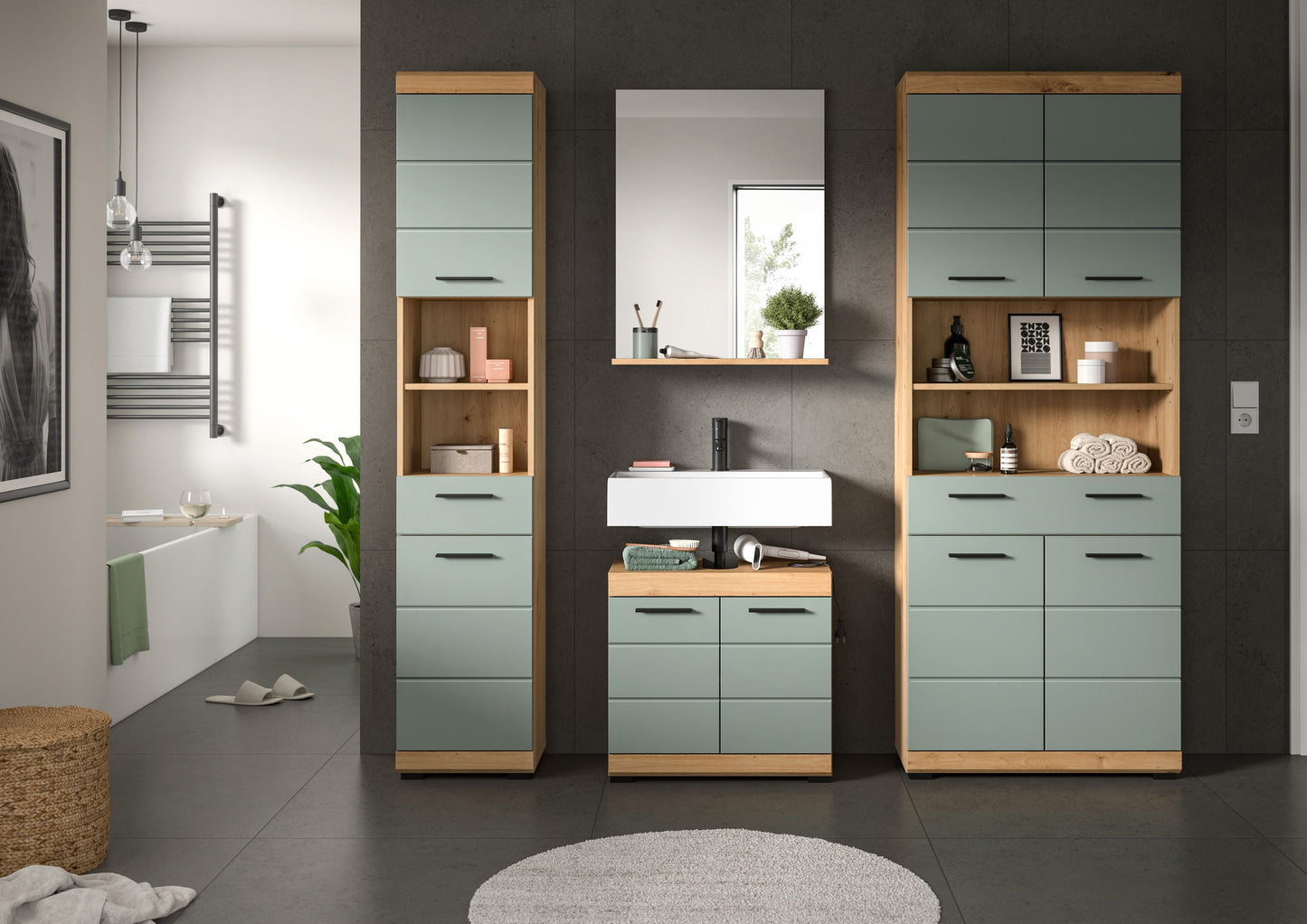 Homes & Jones Badezimmerset 4tlg., Badezimmer Set mit Midi Badezimmerschrank