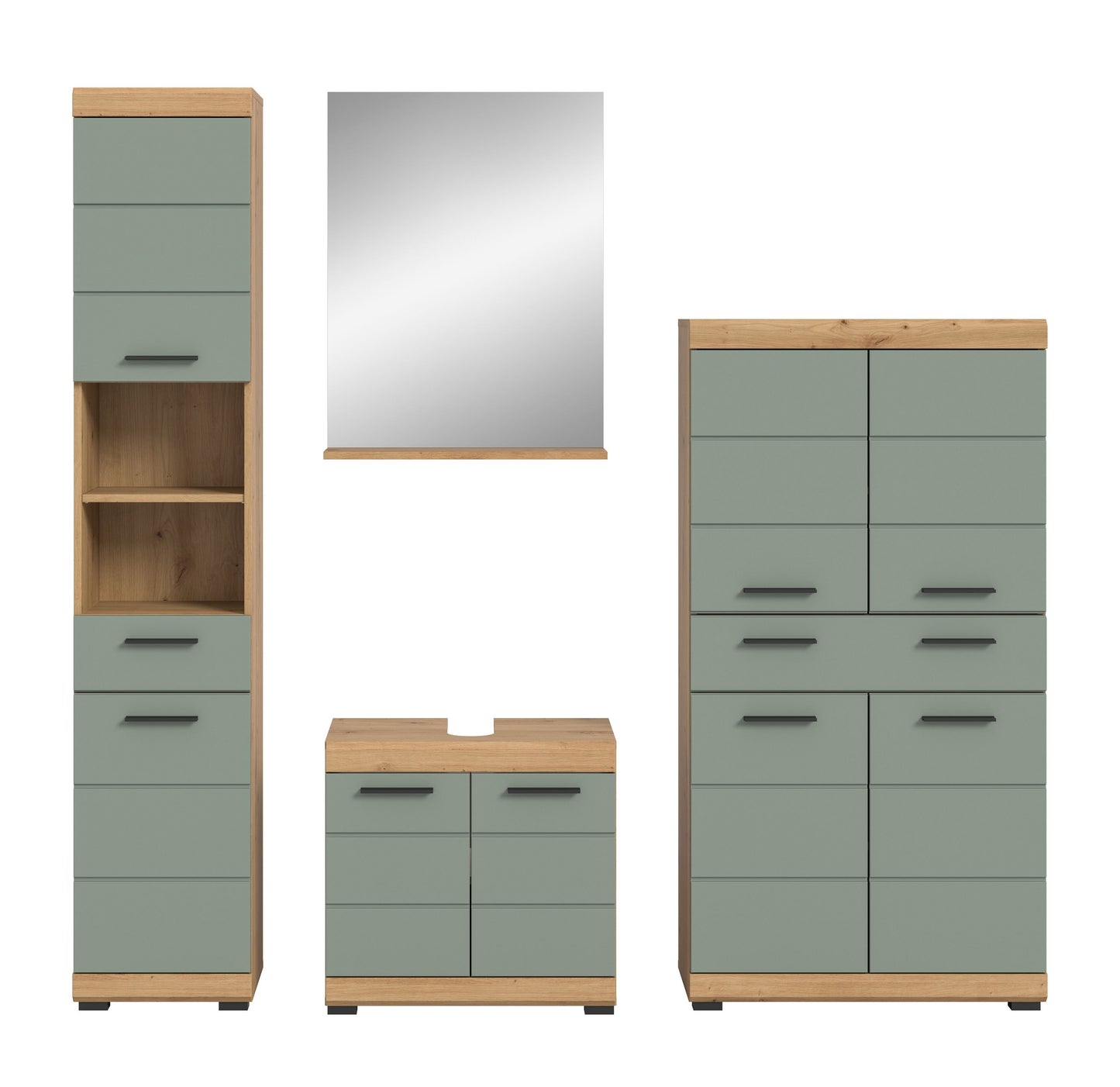 Homes & Jones Badezimmerset 4tlg., Badezimmer Set mit  Schränken und  Spiegel