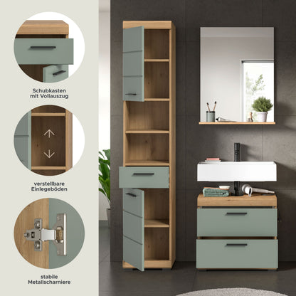 Homes & Jones Badezimmerset 3-tlg., Badezimmer Set mit Badschränken und Spiegel