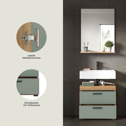 Homes & Jones Badezimmerset 2-tlg., Badezimmer Set mit Badschrank und Spiegel