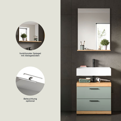 Homes & Jones Badezimmerset 2-tlg., Badezimmer Set mit Badschrank und Spiegel