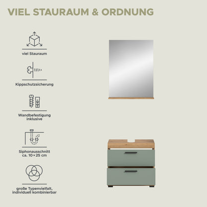 Homes & Jones Badezimmerset 2-tlg., Badezimmer Set mit Badschrank und Spiegel
