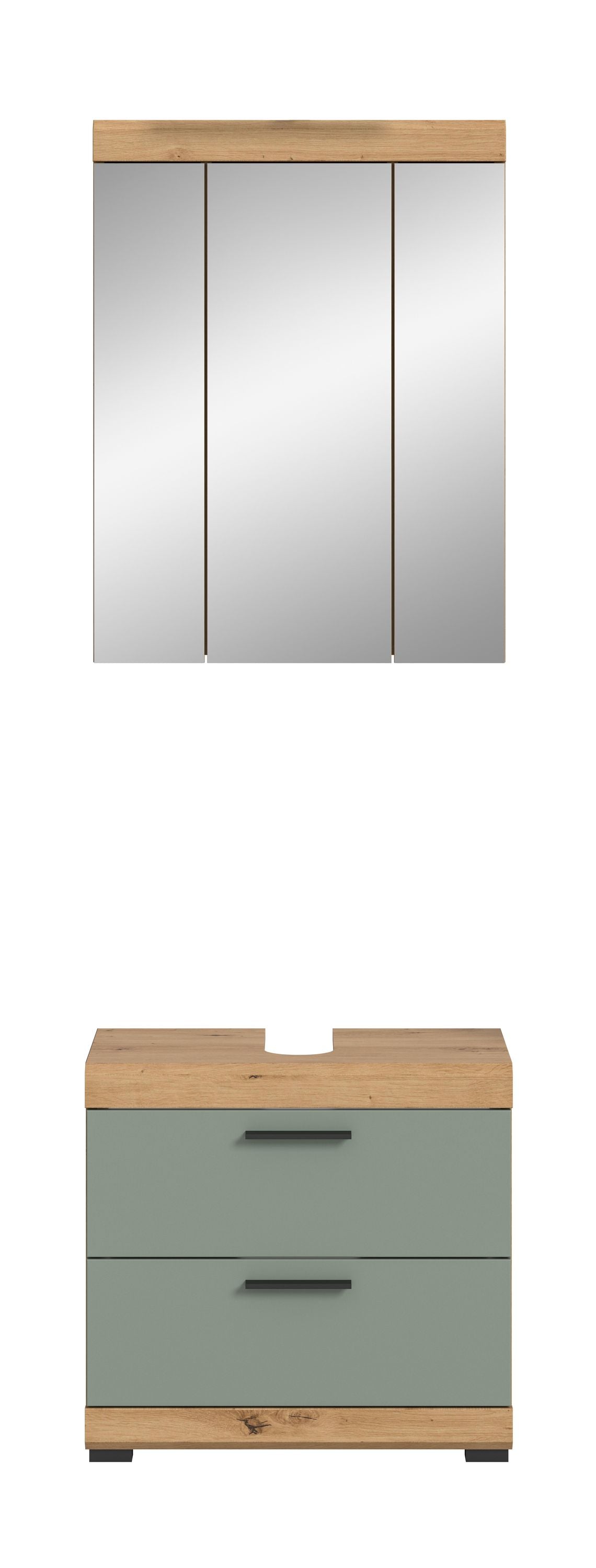 Homes & Jones Badezimmerset: Spiegelschrank (3 Türen) und Unterschrank (2 Schubladen)