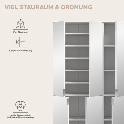 Infografik: viel Stauraum im Spiegelschrank mit Kipp-Schutzsicherung und vielen Fächern
