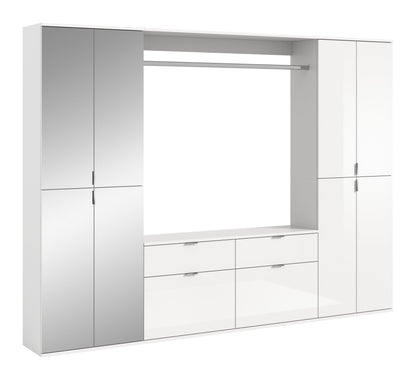 Weißer Garderoben-Schrank mit Türen und gerahmter Front