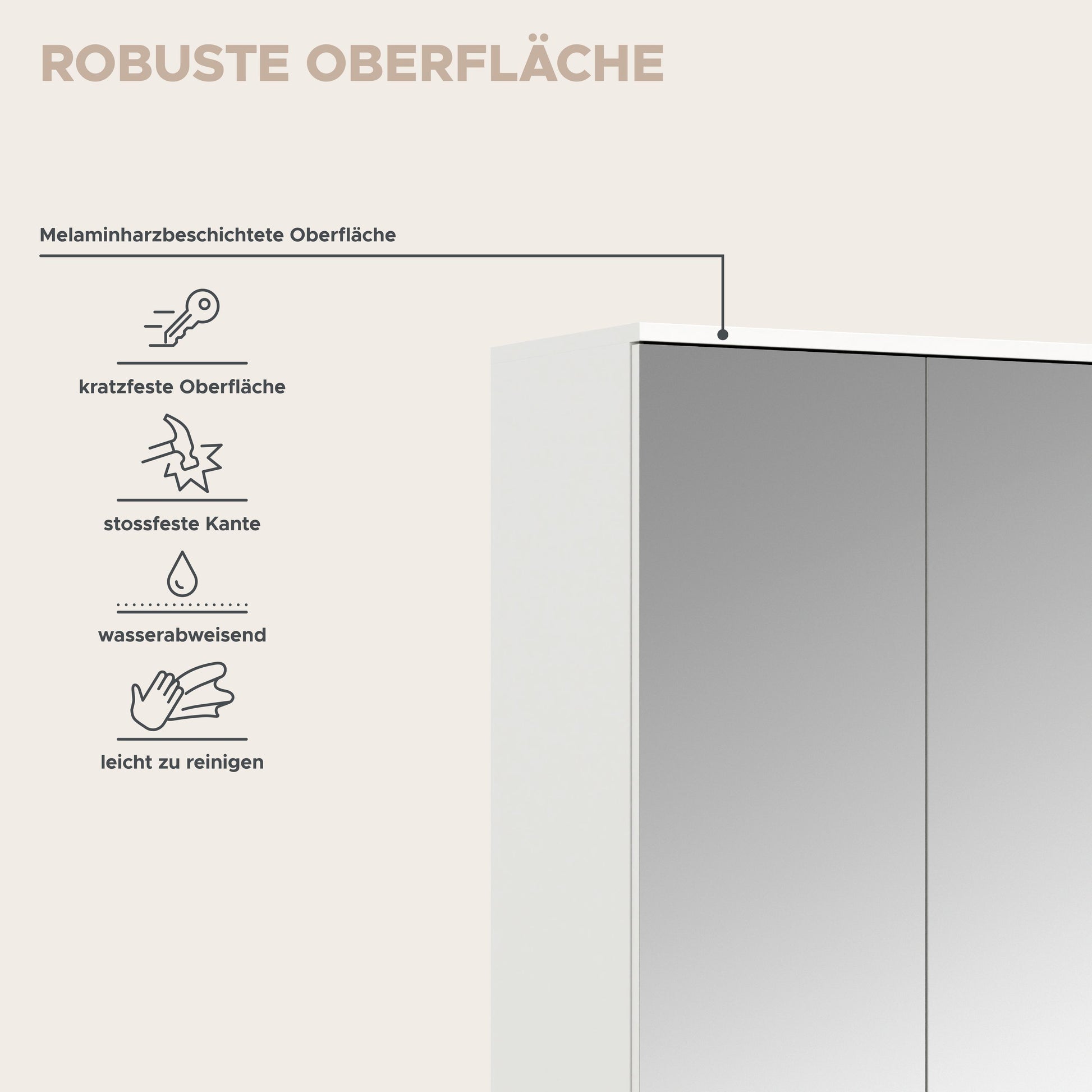 Garderoben-Set mit melaminharzbeschichteter, kratzfester Oberfläche