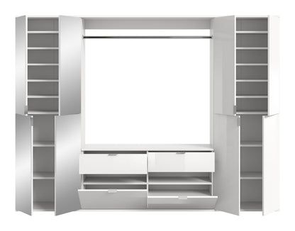 Garderoben-Schrank mit offenen Fächern und zwei Front-Schubladen