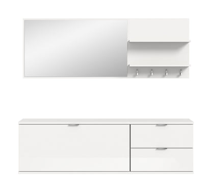 Homes & Jones Garderobenset 4-tlg, weiß Hochglanz, Flurmöbel mit Spiegel