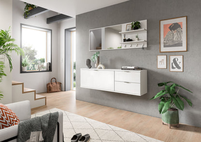 Homes & Jones Garderobenset 4-tlg, weiß Hochglanz, Flurmöbel mit Spiegel