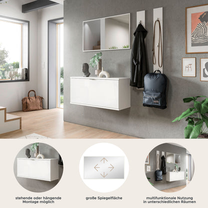 Homes & Jones Garderobenset 4-tlg, weiß Hochglanz, Flurmöbel mit Spiegel