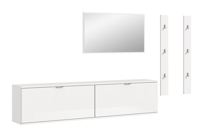 Homes & Jones Garderobenset 5-tlg, weiß Hochglanz, Flurmöbel mit Spiegel
