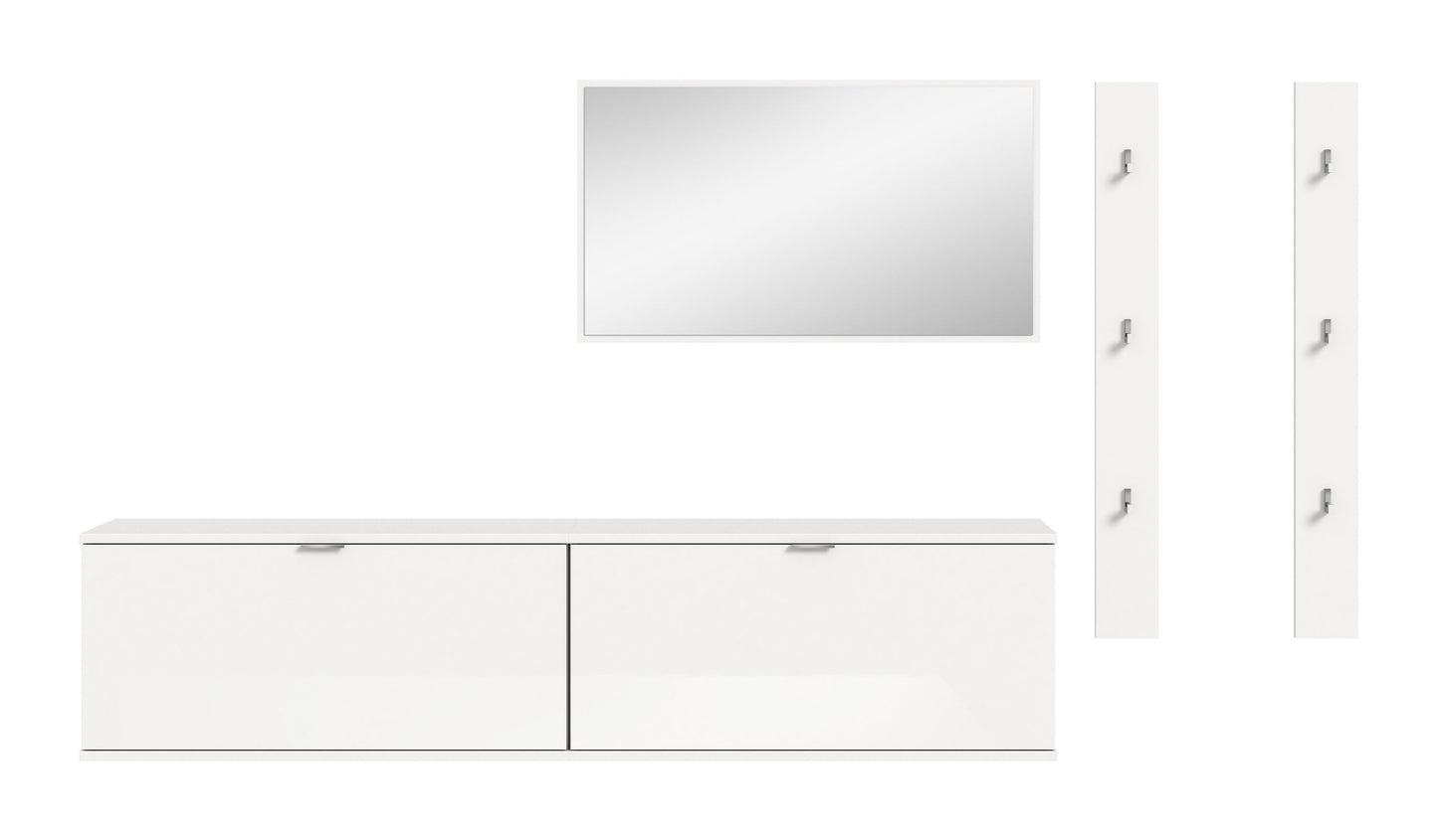 Homes & Jones Garderobenset 5-tlg, weiß Hochglanz, Flurmöbel mit Spiegel