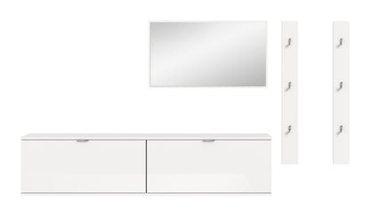 Homes & Jones Garderobenset 5-tlg, weiß Hochglanz, Flurmöbel mit Spiegel