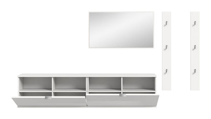 Homes & Jones Garderobenset 5-tlg, weiß Hochglanz, Flurmöbel mit Spiegel