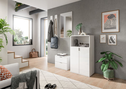 Homes & Jones Garderobenset 5-tlg, weiß Hochglanz, Flurmöbel mit Spiegel